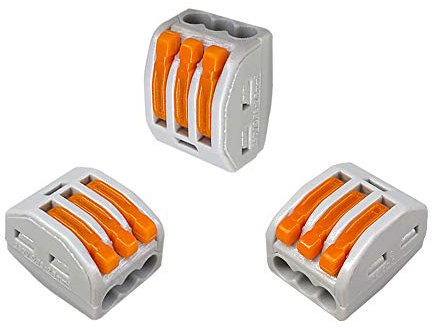 Aiqeer 30 Piezas PCT-213 Palanca Tuerca Cable Conectores Set, 3 Puertos Conector de Cable Conductor Compacto, Rápido Resorte Conector Bloque Terminal