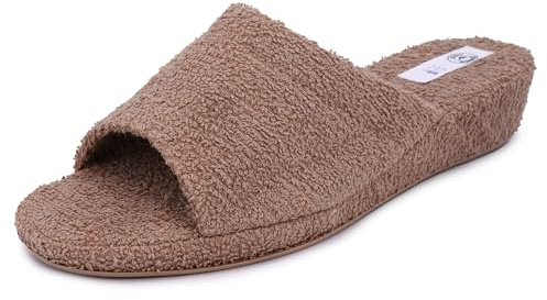 JOMIX Ciabatte Spugna Donna Aperte con Zeppa Pantofole Spugna Ciabatte Donna Casa Comode ITD1576 (01 Beige, 35)