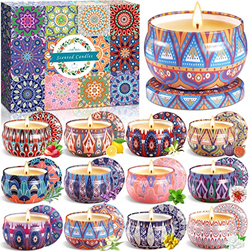 MULEVIP Candele Profumate Confezione da 12, Set, Regalo Cera di Soia Naturale, per Donne Matrimonio Compleanni Festa della Mamma
