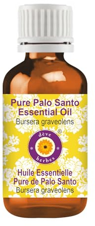 Deve Herbes Pure Palo Santo Essential Oil (Bursera graveolens) Non-Sticky | Non-Greasy | Woody Balsamic Aroma | for Aromatherapy, Meditation, Relaxation & Blends 10ml