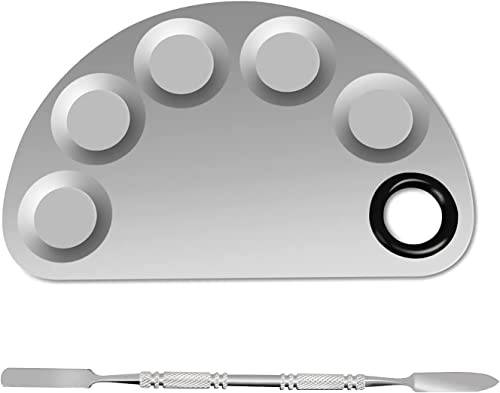 Makeup Mixing Palette, 6x4inch Stainless Steel Cosmetic Artist Blending Palette Nail-art Color Mixing Palette for Mixing Foundation