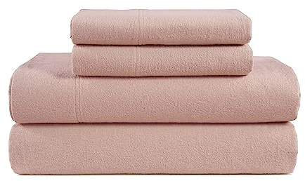 LANE LINEN Cotton Flannel Full Size Bed Sheets - Brushed for Extra Softness - Lightweight Full Size 100% Cotton Sheets Set - Warm & Cozy Flannel Cotton Bed Sheets, 15 Deep Pocket - Sepia Rose