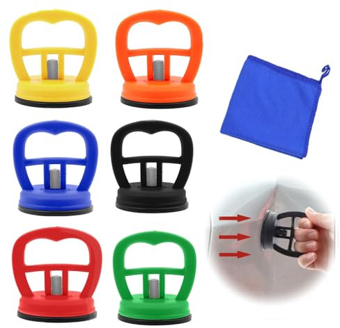 Scettar 6 Pezzi 5.5CM Ventosa Carrozzeria per Auto Ammaccature Riparazione e Asciugamano,Estrattori Ventosa Sollevamento per Riparazione Auto, Vetri, Schermi, Piastrelle e Spostamento Oggetti