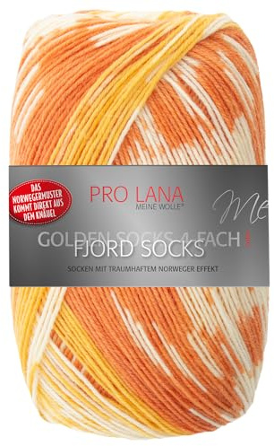 Frida's Ullhus Pro Lana 100 g Golden Socks 4-vägs Fjord Socks sockull garn 16 färger (182 | Gul Color)