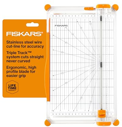 Fiskars SureCut Deluxe Paper Cutter, Precise Trimmer Tool, 12 Cut Length