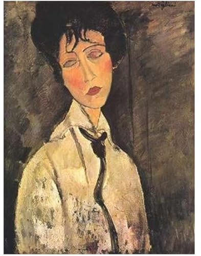 HKAHF AJWUQ berömd Amedeo Modigliani 《kvinna》affisch Modigliani utställning canvasmålning abstrakta utskrifter Modigliani Bild för heminredning 50x70cm Ingen ram