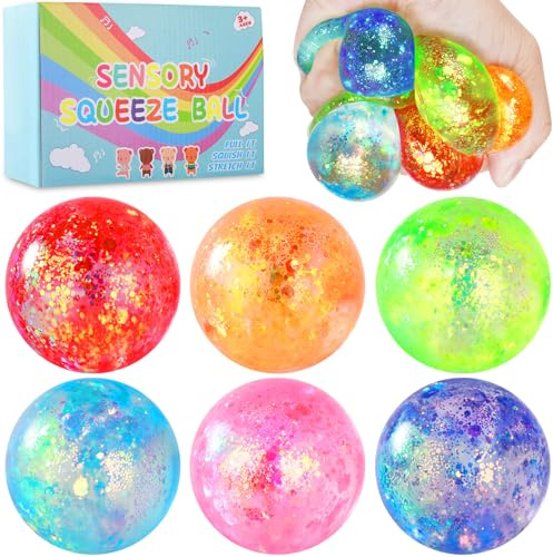 6Pcs Stress Balls Set, Fidget Toys Stress Balls for Kids and Adults, Sensory Balls for Stress Relief, Soft Squishy Balls for Anxiety, Fidget Toys Squishy for Home Office Relaxation