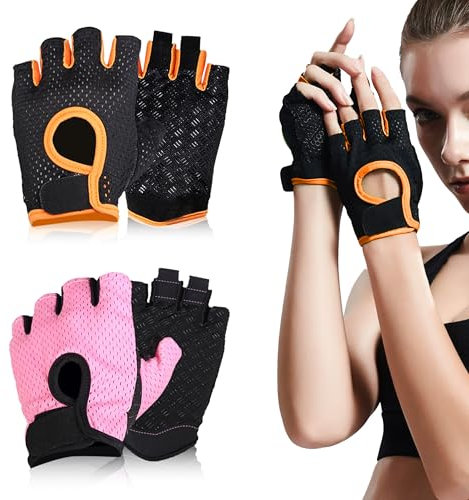PYSEOSISE 2 Paare Fitness Handschuhe, Atmungsaktive Trainingshandschuhe, rutschfeste Sporthandschuhe Gym Handschuhe Gewichtheben Handschuhes Halbfinger Sport Handschuhes für Damen Herren