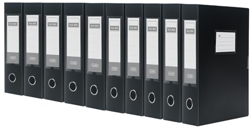 SOYIRI 10 Pezzi Scatola Archivio A4, Dorso da 75 mm, Raccoglitori Documenti con Coperchio per Ufficio, Scuole (Nero)