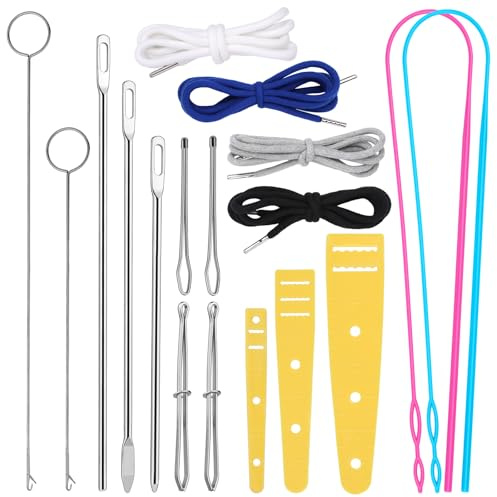 ENCHOL 18 Pcs Drawstring Threader Tool Set, Loop Turner Sewing Tool | Bodkin Sewing Tool for Drawstrings and Cords, Elastic Threader and Cord Locks for Pants Hoodies Sweatpants Jackets Shoes