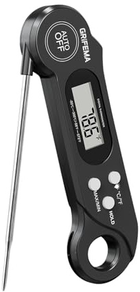 GRIFEMA GA2801 Termometro da Cucina Pieghevole, Termometro Digitale per Alimenti – Barbecue, Cottura al Forno e Cucina Casalinga, Nero