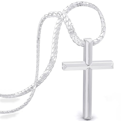 SERASAR Collier Croix Hommes Chaîne avec Pendentif Argent Bijoux pour Cuban Link Jésus Cadeau