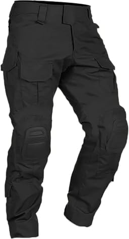 Pantalones cargo para hombre, ligeros, de camuflaje, antidesgarros, tácticos, G2, con rodilleras, militares, exteriores, airsoft, caza, impermeables, elásticos, pantalones de senderismo, Negro , 34
