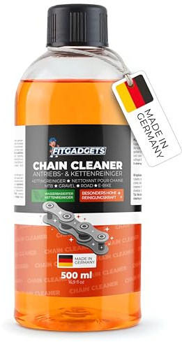 Fitgadgets Nettoyant de chaîne de vélo 500 ml – Nettoyant d'entraînement et de chaîne avec parfum d'agrumes pour vélo électrique, VTT, gravelbike et vélo de route – Haute puissance de nettoyage et à