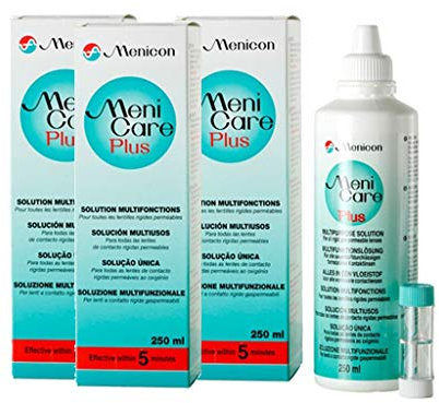 Menicare Reinigungshilfe für Kontaktlinsen, weiß, 3er-Packung, ZCALMENP250x3, 250 ml (3er Pack)