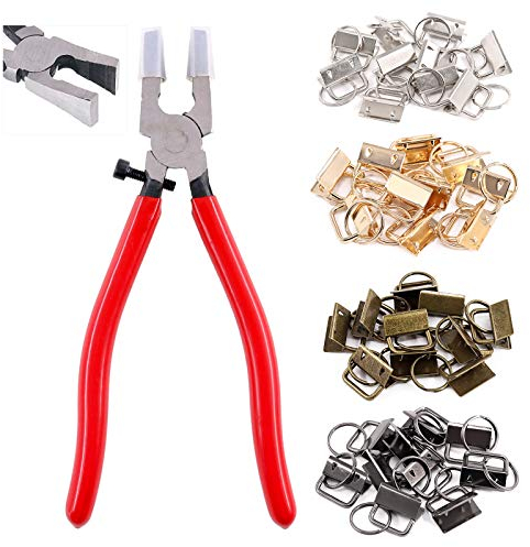 Swpeet 41 juegos de 1 pulgada 25 mm 4 colores llavero hardware con 1 alicates para llavero, alicates para correr de cristal, puntas de goma perfectas para llavero, 4 accesorios de instalación