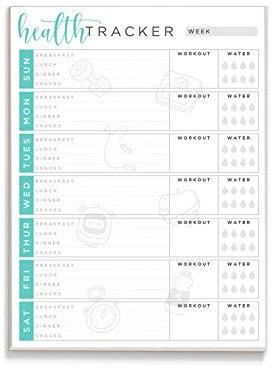 Tiny Expressions - Mat- och fitnessjournal anteckningsblock med 55 avrivningssidor (21,5 cm x 28,9 cm) - Hälso- och välbefinnandespårare för kost, träning och viktminskning - daglig och