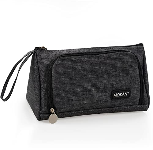 Mokani Estuche Escolar Grande, Estuches de Lápices de Gran Capacidad, Bolsa de Lápices Lona Premium Organizador de Papelería para Niñas Niños Adolescentes Estudiantes Adultos, Gris