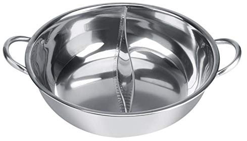 Kuuleyn Pentola Calda, Pentola Divisa, Pentola Calda A Doppio Sapore, Pentola Calda in Acciaio Inossidabile Spessa 27/29/31 cm Fornello A Induzione con Separazione A Due Sapore Utilizzabile PE(30 cm)