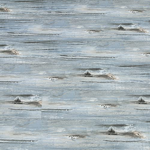 Vinyl Flooring Self Adhesive Floor Plank Tiles Peel and Stick on Floor Tiles Wood Effect Waterproof for Bathroom Kitchen Blue Wooden Flooring15X90Cm (1.35m²)