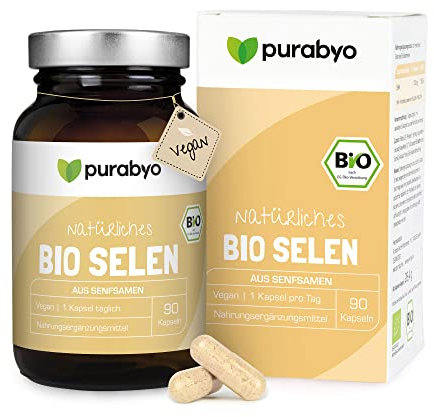 Bio Selen Kapseln aus Senfsamen | im Glas | 100µg pro Kapsel | 3-Monatsversorgung | Organisch | Nur 1 Kapsel täglich | Selen Bio | vegan, laborgeprüft und in Deutschland hergestellt