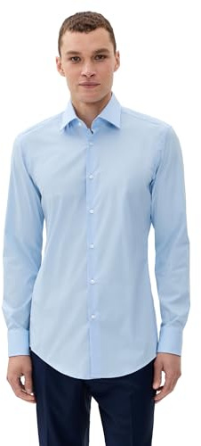 BOSS Hugo Men's Hank Kent Shirt, Blue, L