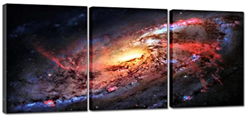 Galaxy Pictures Canvas Wall Art - Universe Prints Outer Space Poster Artwork Framed Nebula Painting 3 Piece 12 x 16 inch Astronomy Wall Decorations For Living Room Bathroom Bedroom Ready To Hang
