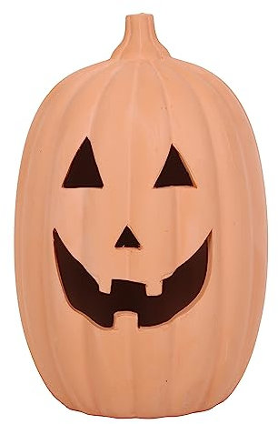 Something Different Wholesale Zucca ornamentale in terracotta da 30 cm, decorazione per Halloween con bagliore spettrale, per interni ed esterni