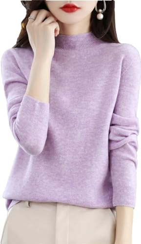 Suéter De Punto De Cachemira De Lana Merino para Mujer Jersey De Manga Larga con Cuello Alto