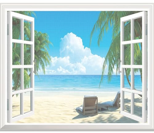 Anti-Fly Insect Screen Net, 95x135cm Balcony Mosquito Net Door Window Lets Fresh Air Pass Through for Bay Window Sliding Window, White