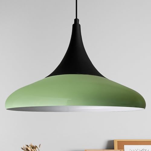 bamyum Hängelampe Paladin Minzgrün Metall Ø35cm, Pendelleuchte Lampenschirm Esstisch Wohnzimmer Industrial Vintage, Küchenlampe Hängend