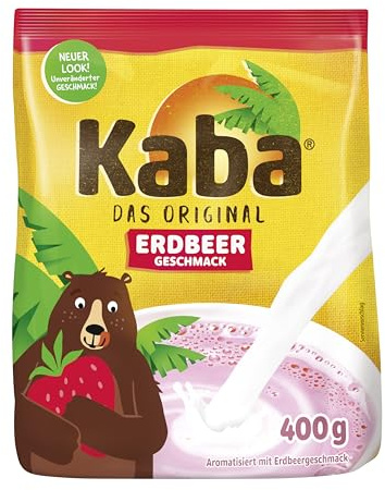 Kaba Erdbeer 400g Beutel Trinkpulver, das Original Erdbeermilch-Pulver zum Anrühren in kalter und warmer Milch