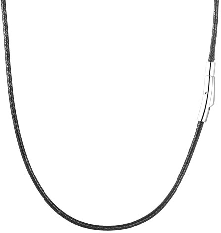 RWQIAN Lederkette Herren Leder Halskette 61cm mit Verschluss Lederband Kette für Damen Schwarz Kautschuk Kette 2mm Schmuck