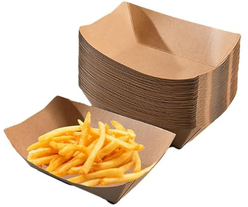 MaoNativey 50 Pièces Barquettes en Carton Kraft, Snack Bol, Bols en Carton, Biodégradable, pour Collations Frites Salade Sushis Gâteau