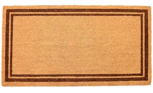 Casa Service BASSANO Zerbino Cocco Naturale Cornice 50x90 cm Rettangolare Fondo Gomma PVC per ingresso Resistente Lavabile Antiscivolo (Brown)