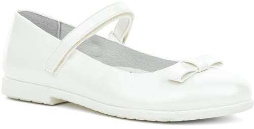 Wojtyłko WK Mary Jane Mädchen mit Klettverschluss | Ballerinas für Prinzessin | Kommunionschuhe | Riemchenballerina mit Lederinnensohle (Weiß, EU Schuhgrößensystem, Jugendliche, Numerisch, M, 36)