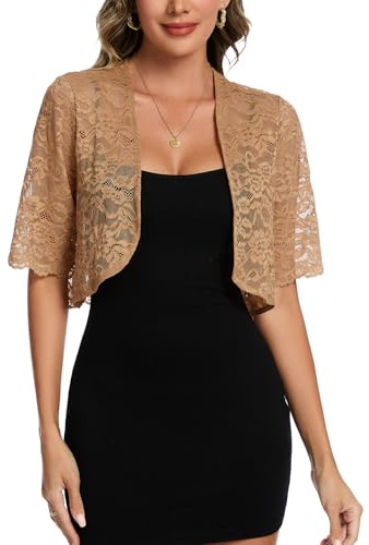 MINTLIMIT Cardigan Bolero de Encaje Mujer Frente Abierto Cardigan Manga Corta Boleros Casual Corto Bolero de Punto Ligero