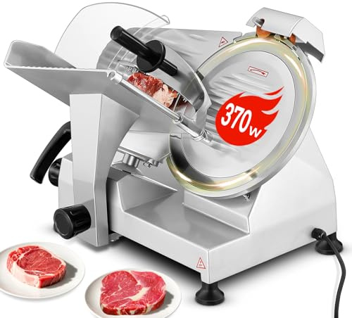 Meat Slicer Commercial 370W, 12 inch Electric Food Deli Slicer, 120 Pcs/Min Premium Chromium-plated Steel Blade, Semi-Auto Meat Slicer for Home Use