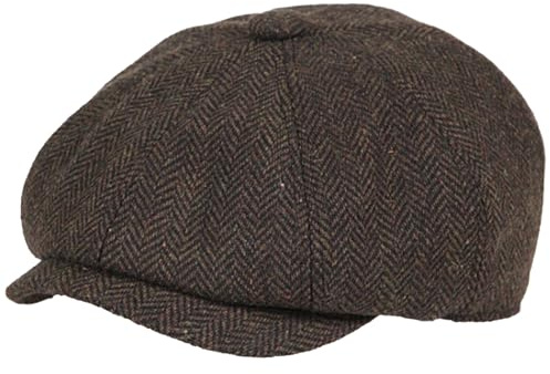 Maeau Casquette Béret Enfant Garçon 4 5 6 7 8 9 Ans Casquette Gavroche Chevron Chapeau Tweed Newsboy Fille 48 Mois Casquette Plate Irlandaise Retro Gatsby Souple Flat Cap Marron Basque Hiver Automne