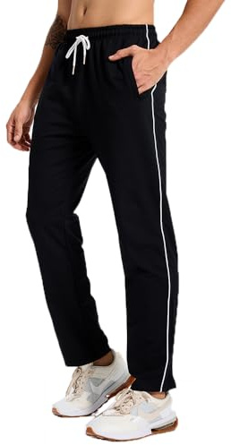 PARTICLE PLANET Jogging Homme Survetement Pantalons de Sport Coton Respirant Training Sportswear avec Poches Zippées Noir L