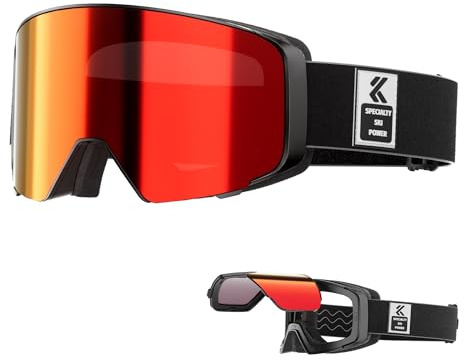 KAPVOE Maschera Sci Lente a Flip-Up Magnetica Antinebbia UV400 Unisex per Uomo Donna Giovani Compatibile con Casco Ideal per Sci Snowboard e Pattinaggio su Ghiaccio