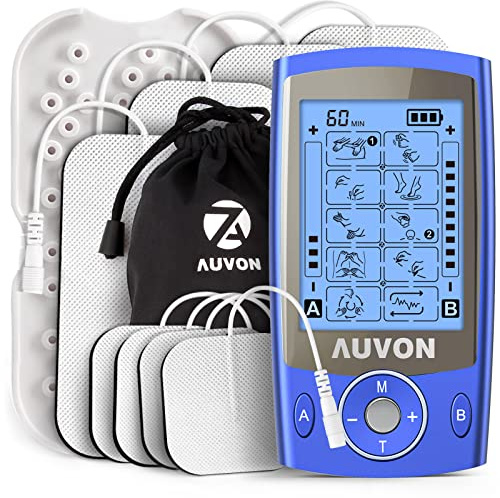 AUVON Dual Channel TENS Machine for Pain Relief, 8 Pcs TENS Pad Replacement
