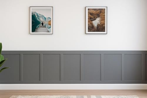 Wall Panelling Kit Shaker Style – 10 Pack MDF Slats (5x100cm + 5x43cm) | Moisture-Resistant Paintable HDF Wood Strips | DIY 3D Wall Panels, Decorative Wall Mounting Kit for Home Interior