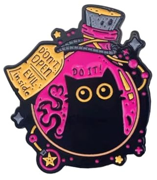 Cute Black Cat Enamel Brooch, Funny Cartoon Animal Pin Black Cat Brooch Pin Halloween Cat Decoration Badge Clip for Clothes Backpack