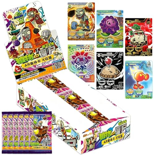 Anime Juego de Cartas, 240 Pcs Plants Zombies Game Cartas de Cartoon, 30 Packs Anime Coleccionables Trading Card Regalos de Cumpleaños para Niños y Niñas