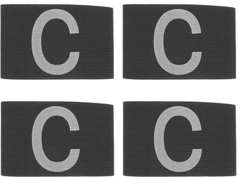 SUPVOX Brassards de Capitaine de Football Résistants à L’Usure Lot de 4 Pièces Bandeaux Pratiques en Tissu Souple Noir Adaptés pour Football Basket-Ball et Sports D’Équipe