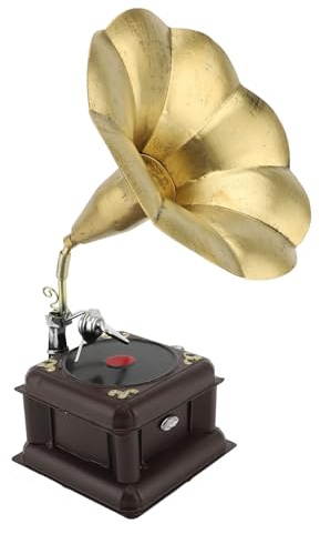 SIXRUN Lecteur de Phonographe Vintage Résistant au Fer, pour la Décoration de la Maison, Modèle de Gramophone en Fer pour Les Amateurs de Musique (Bronze)