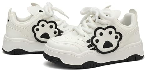 Women's Platform Sneakers Cute Animal Graphic School Walking Shoes Trendy Fashion Trainers Comfortable Low Top Creepers Stylish Casual Kicks (Black,6)
