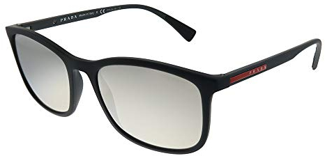 PRADA SPORT Herren 0PS01TS DG02B0 56 Sonnenbrille, Schwarz (Black Rubber/Lightgreymirrorsilver)