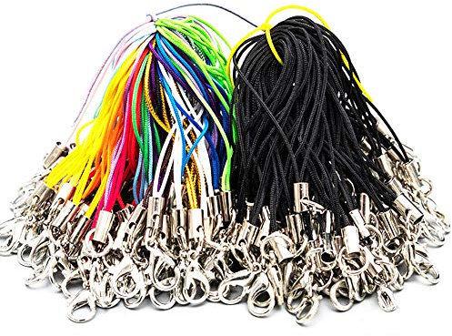 Anyasen handyanhänger 200 Stück handyanhänger schlaufen handyband DIY Handy Lanyard Karabinerverschluss Seil zum Aufhängen mit Karabiner Handschlaufe für Handy Mini-Kamera Schmuck Zubehör 20 Farben